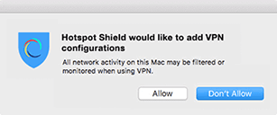 Deje que Hotspot Shield cambie la configuración
